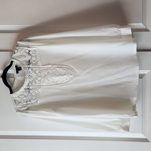 Ivory Sheer Long Sleeve Blouse with crochet detail